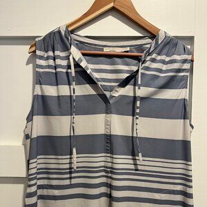 Prana Natassa Tunic Top Lightweight Blue White Stripe Size Large